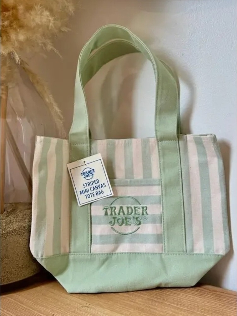 LAST SET! Trader Joe's Striped Mini Canvas Totes- Pastel Stripe- Limited Edition - Picture 10 of 11